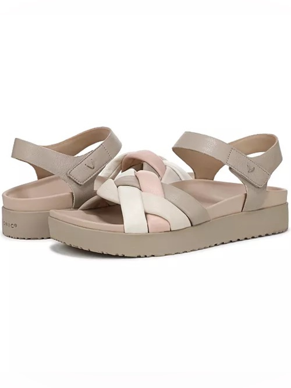 NWT Vionic Rosa Strappy Platform Sandals Cobblestone Multi Leather Comfort Shoes